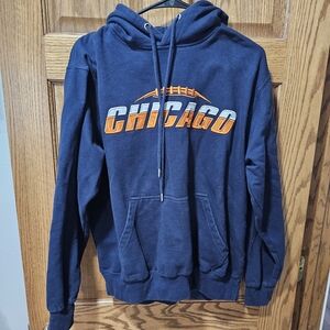 Navy Hoodie with Orange 'Chicago' Football Graphic